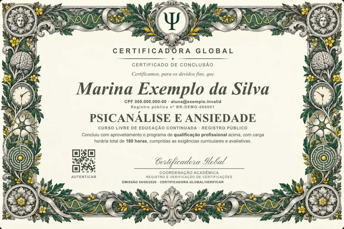 Capa do curso Psicanálise e Ansiedade