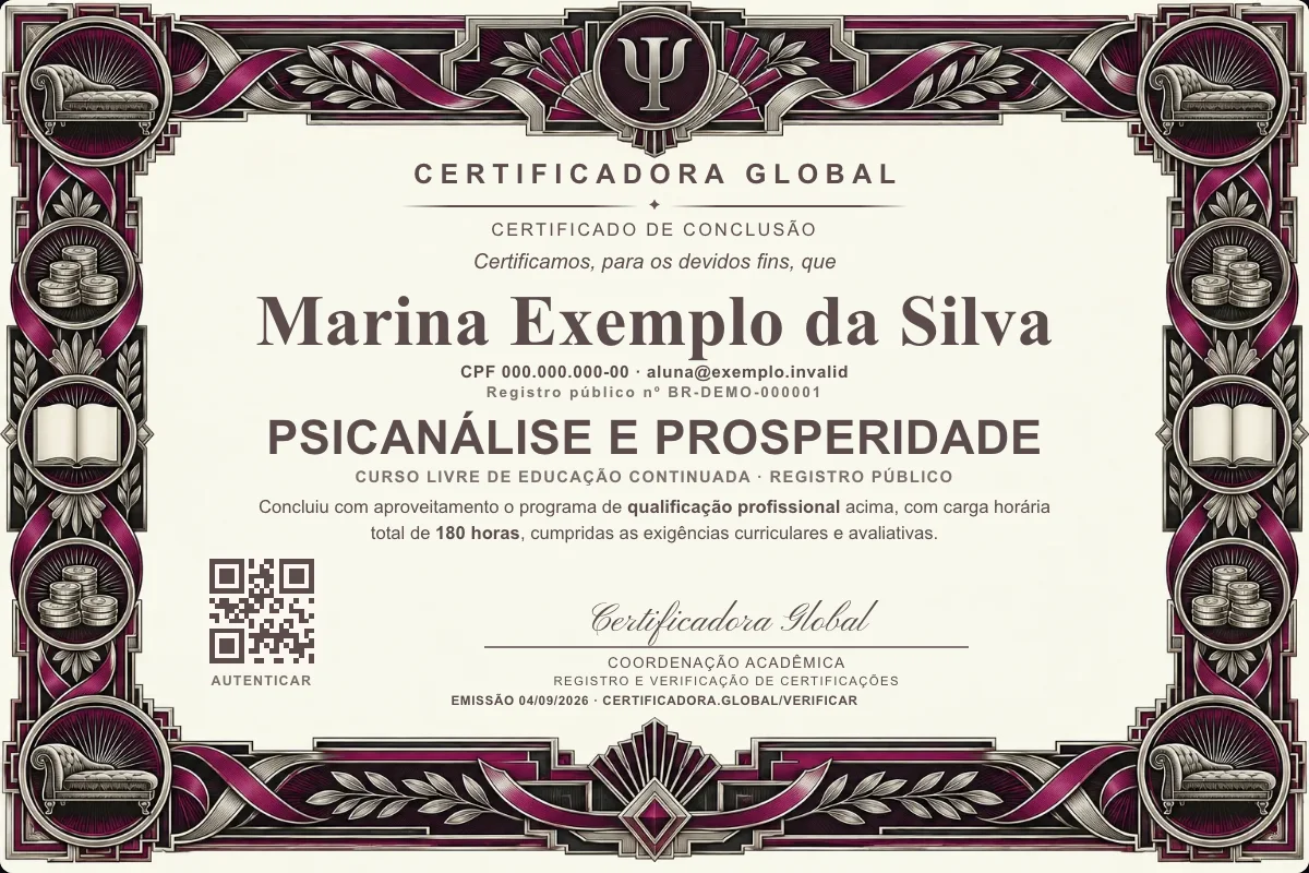 Capa do curso Psicanálise e Prosperidade