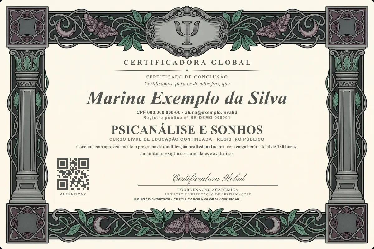 Capa do curso Psicanálise e Sonhos