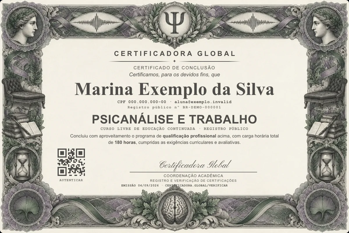 Capa do curso Psicanálise e Trabalho