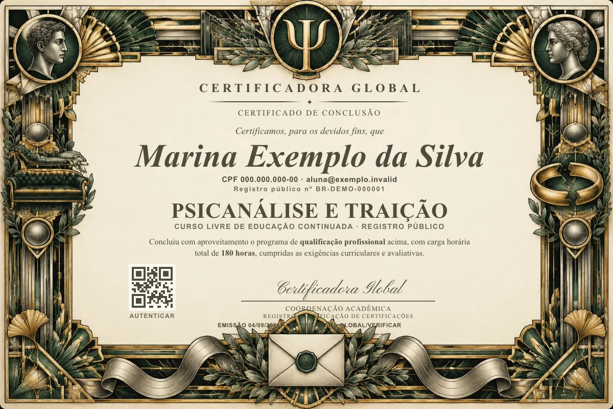 Capa do curso Psicanálise e Traição