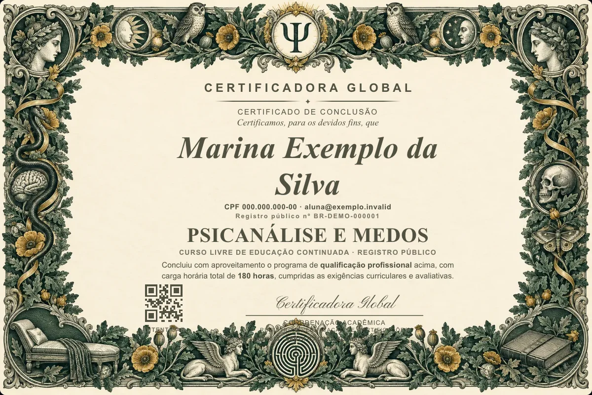 Capa do curso Psicanálise e Medos