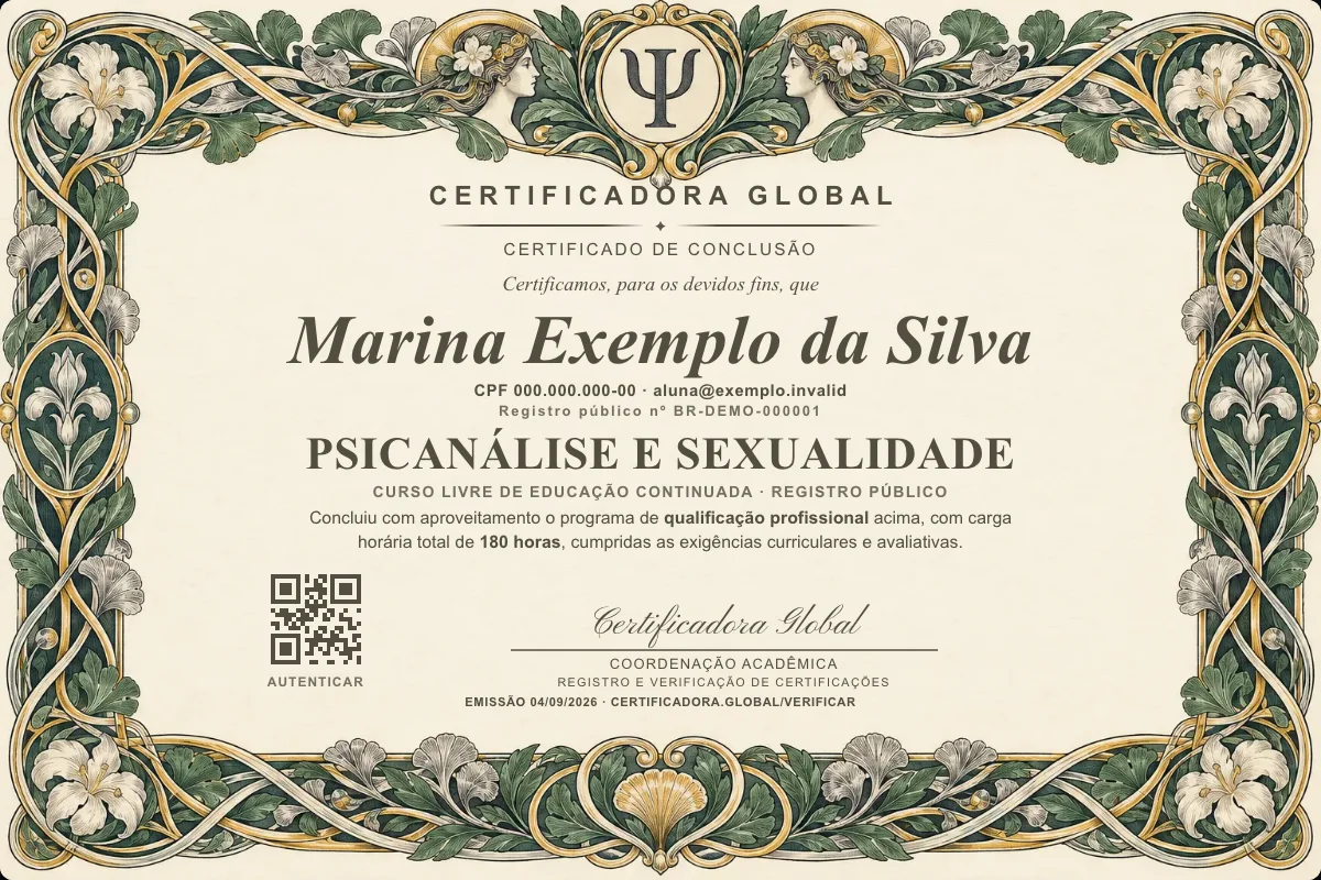 Capa do curso Psicanálise e Sexualidade