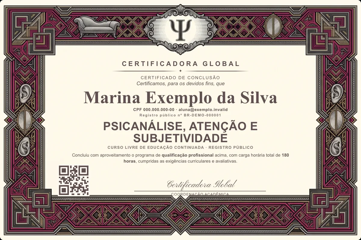 Capa do curso Psicanálise, Atenção e Subjetividade