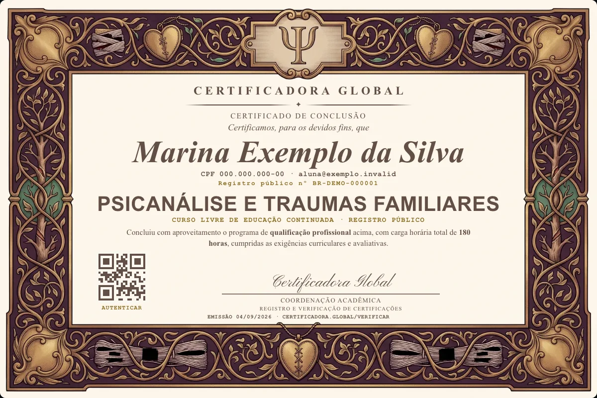Capa do curso Psicanálise e Traumas Familiares
