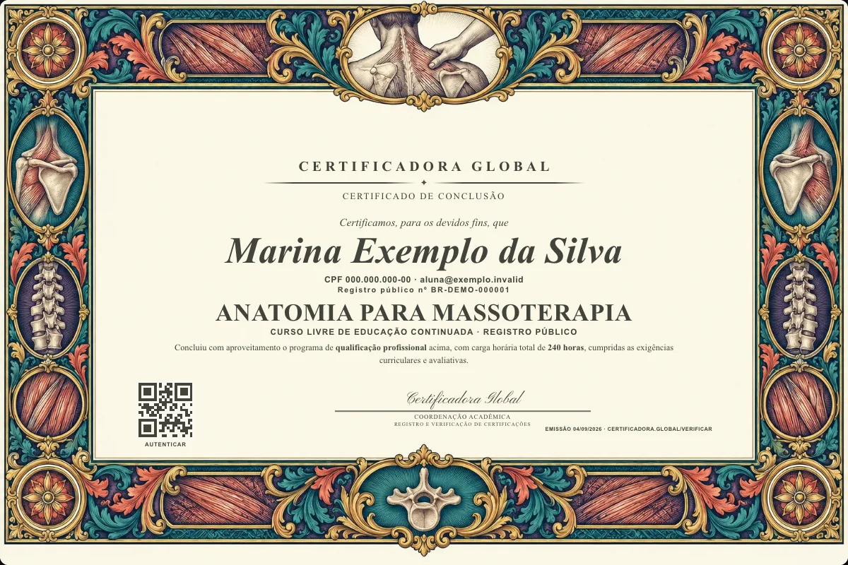 Capa do curso Anatomia para Massoterapia