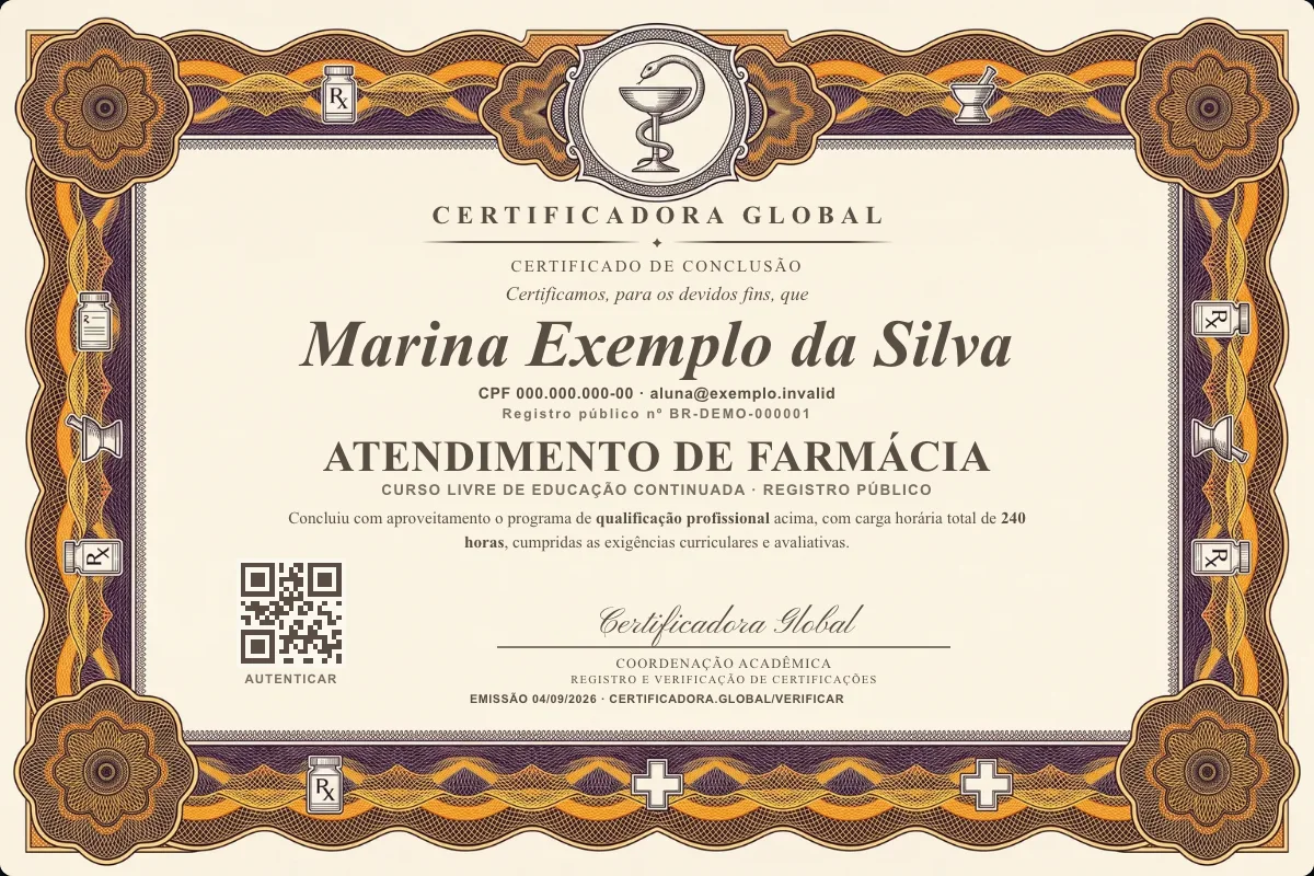 Capa do curso Atendimento de Farmácia