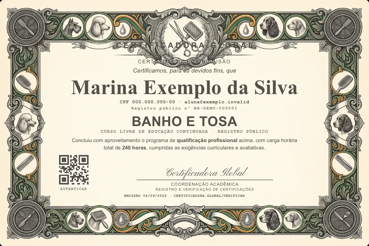 Capa do curso Banho e Tosa