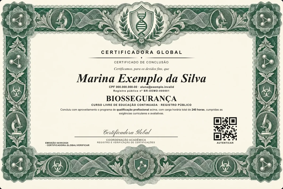 Capa do curso Biossegurança