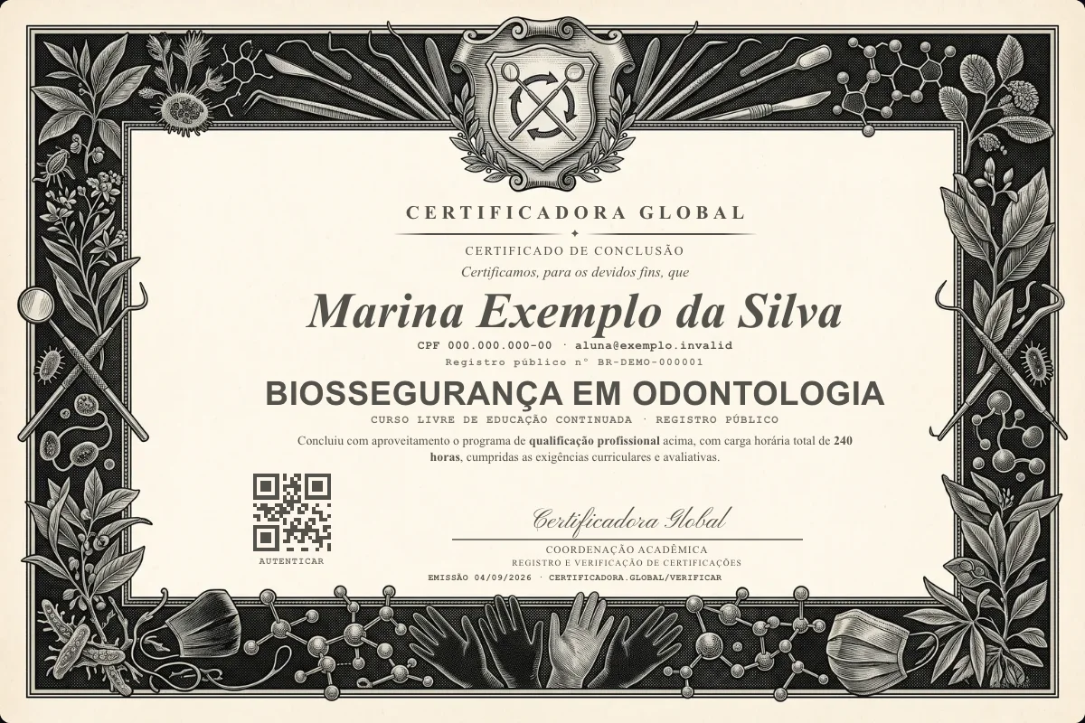 Capa do curso Biossegurança em Odontologia