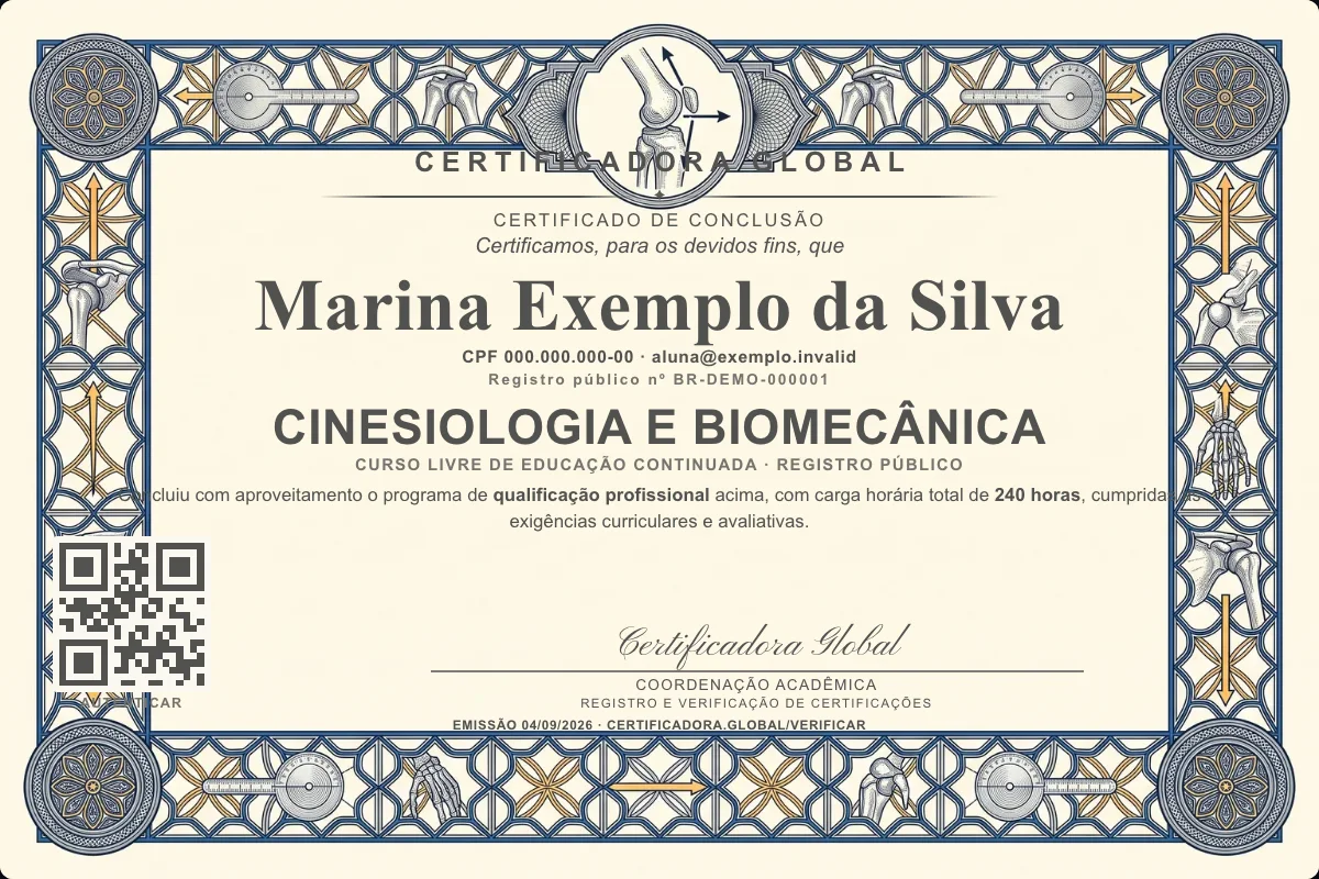 Capa do curso Cinesiologia e Biomecânica