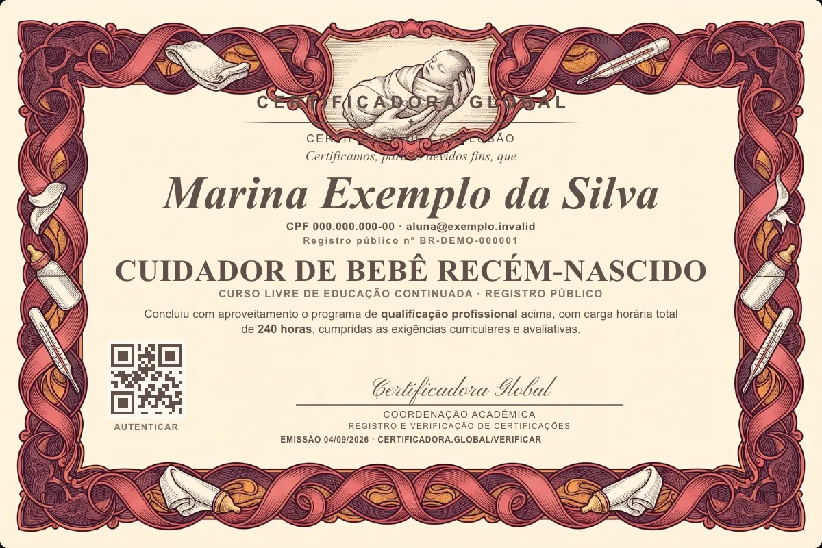 Capa do curso Cuidador de Bebê Recém-nascido