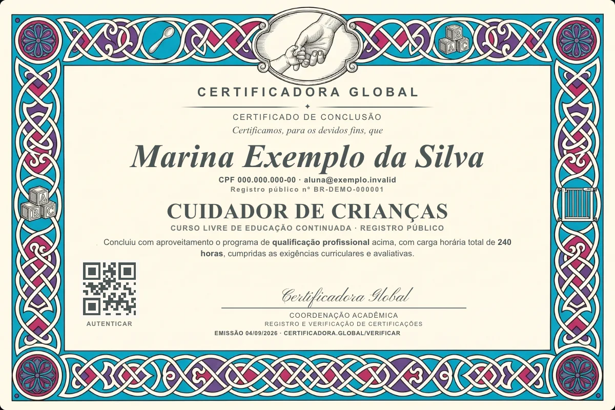 Capa do curso Cuidador de Crianças