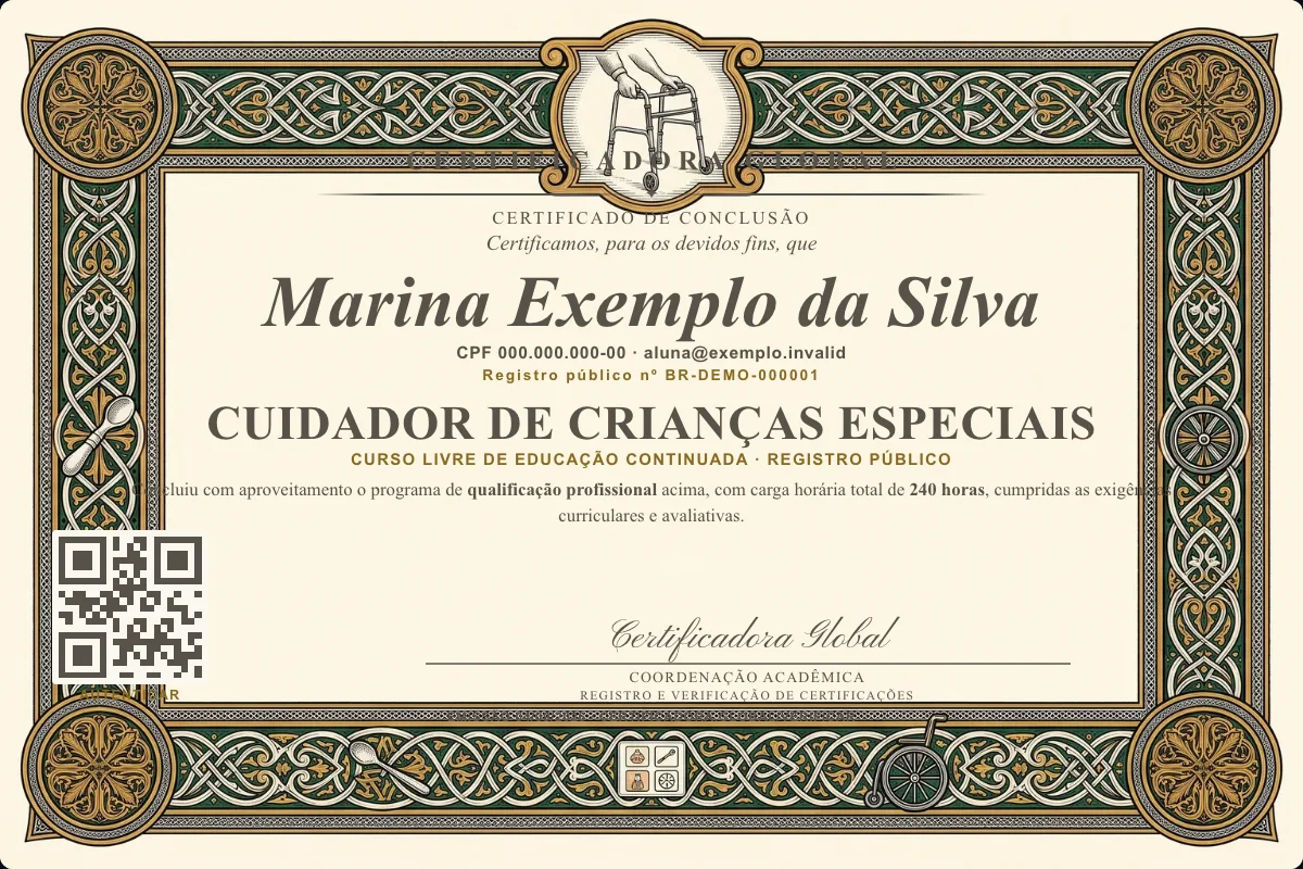 Capa do curso Cuidador de Crianças Especiais