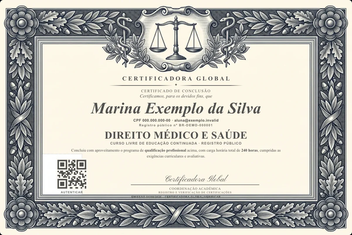 Capa do curso Direito Médico e Saúde