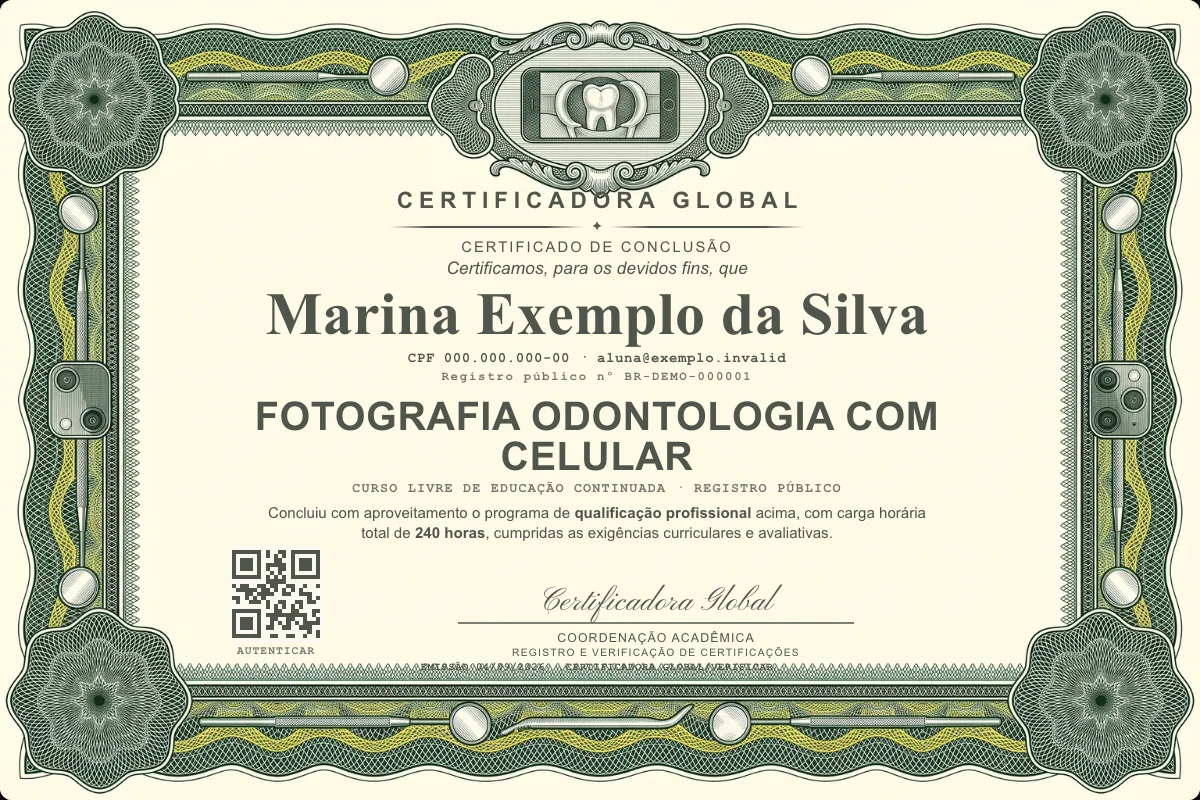 Capa do curso Fotografia Odontologia com Celular