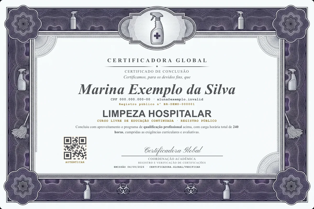 Capa do curso Limpeza Hospitalar