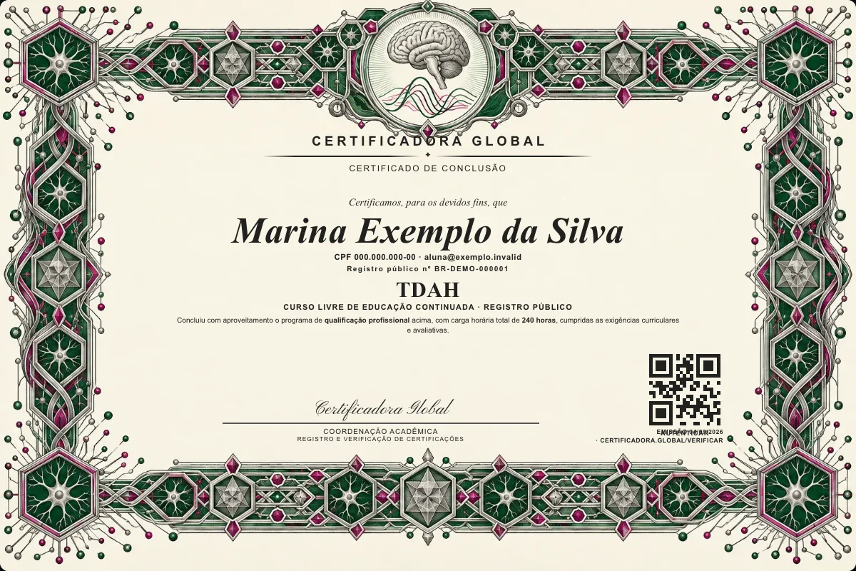 Capa do curso Tdah