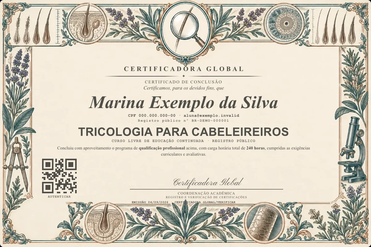 Capa do curso Tricologia para Cabeleireiros