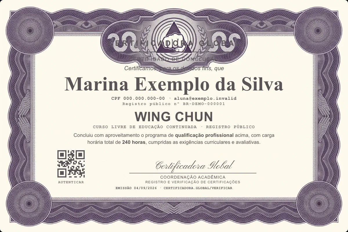 Capa do curso Wing Chun