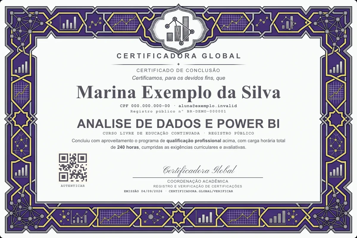 Capa do curso Analise de Dados e Power BI