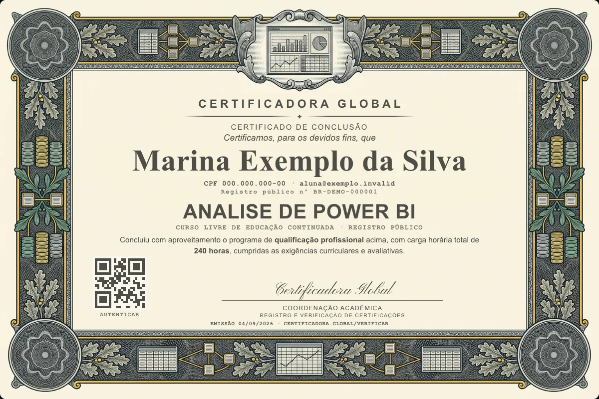 Capa do curso Analise de Power BI