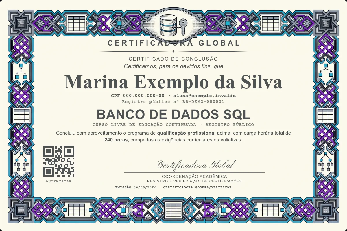 Capa do curso Banco de Dados SQL