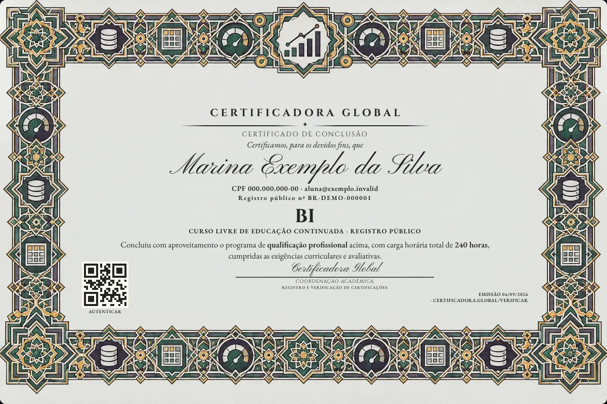 Capa do curso BI
