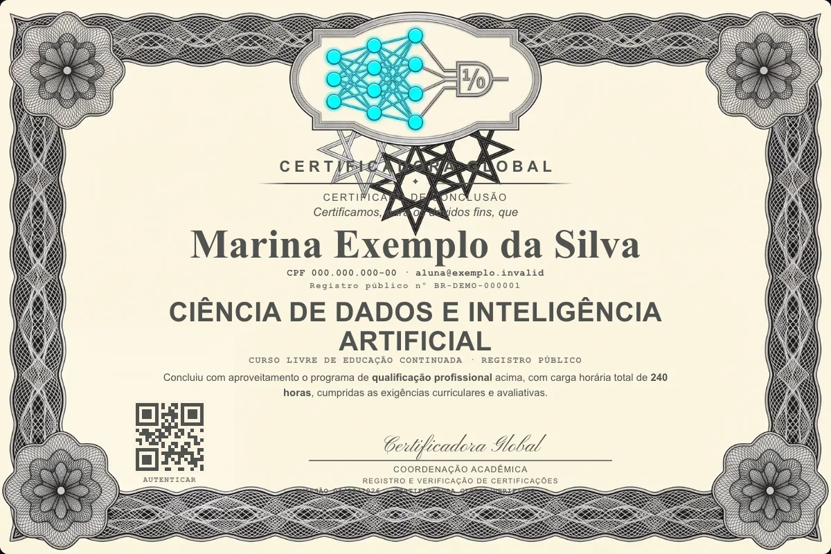 Capa do curso Ciência de Dados e Inteligência Artificial