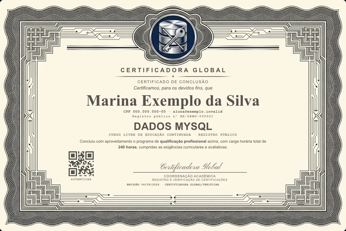 Capa do curso Dados Mysql