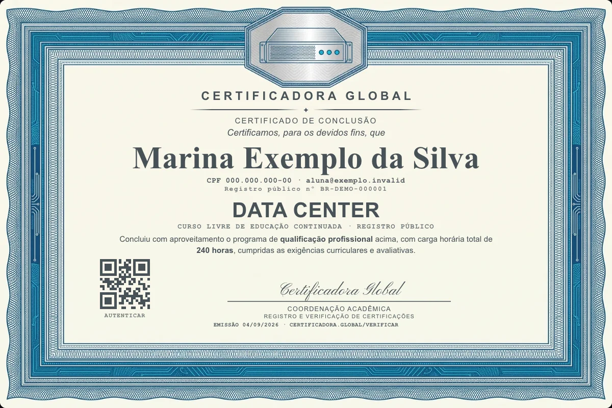 Capa do curso Data Center
