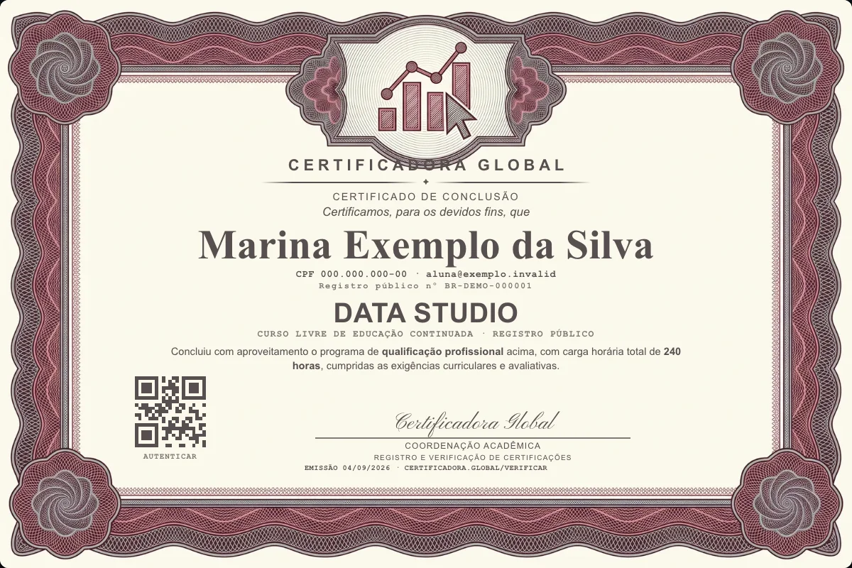 Capa do curso Data Studio