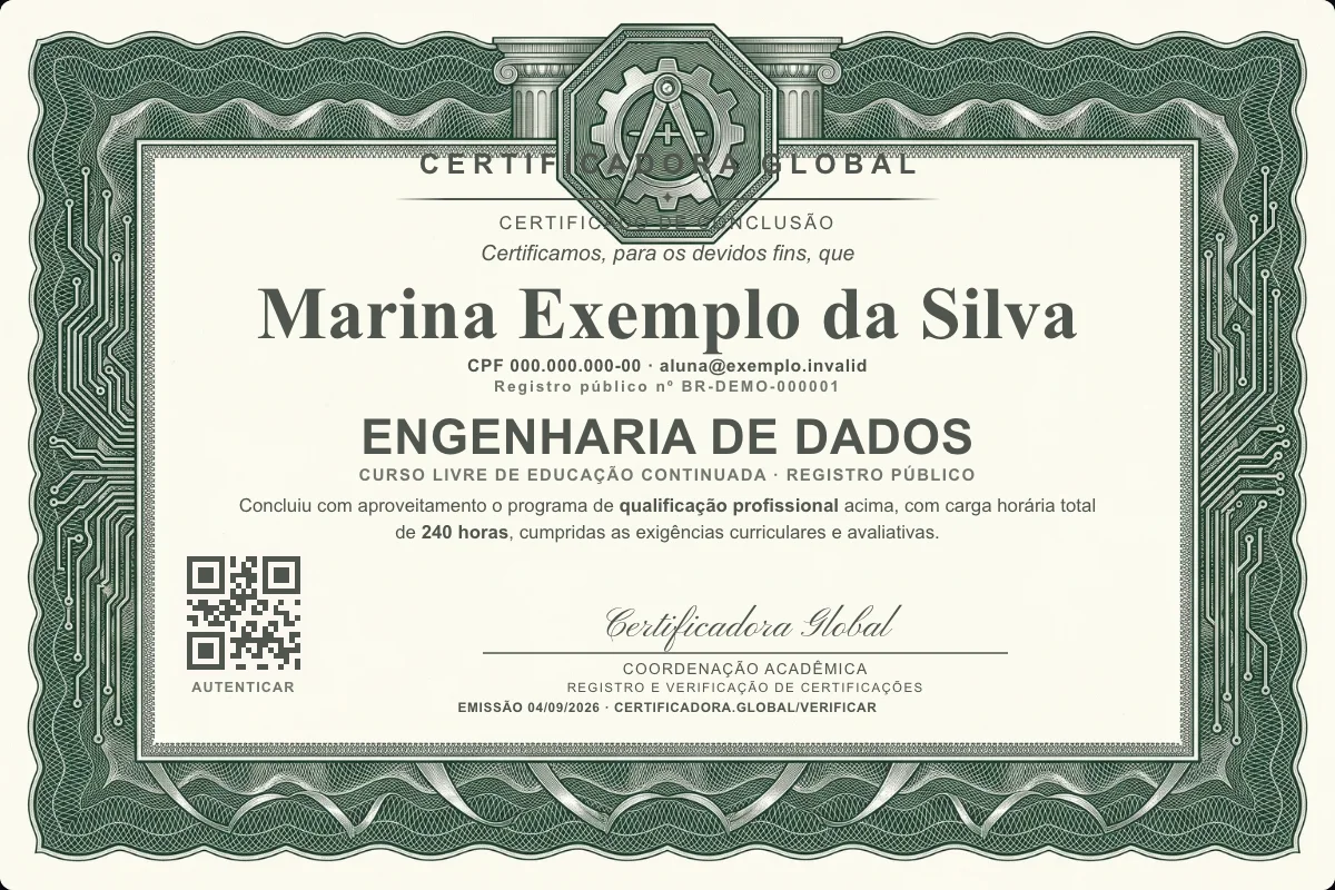 Capa do curso Engenharia de Dados