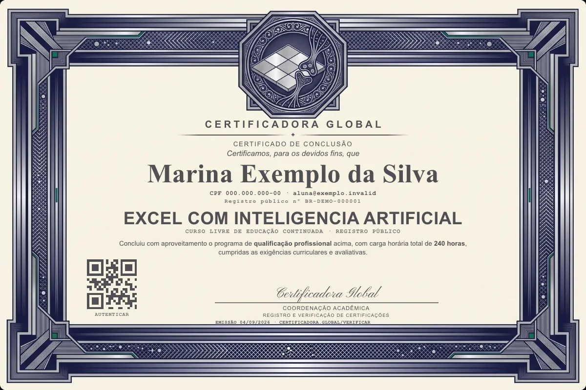 Capa do curso Excel com Inteligencia Artificial