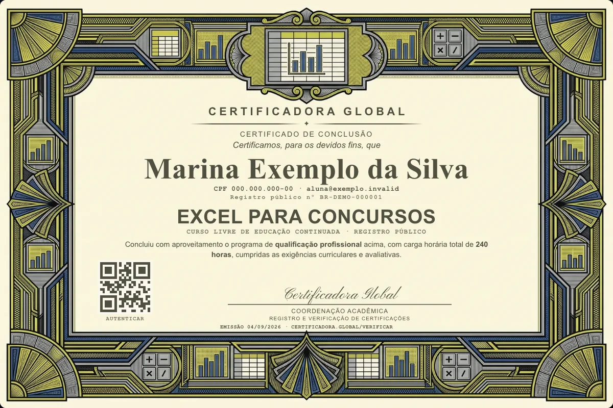 Capa do curso Excel para Concursos