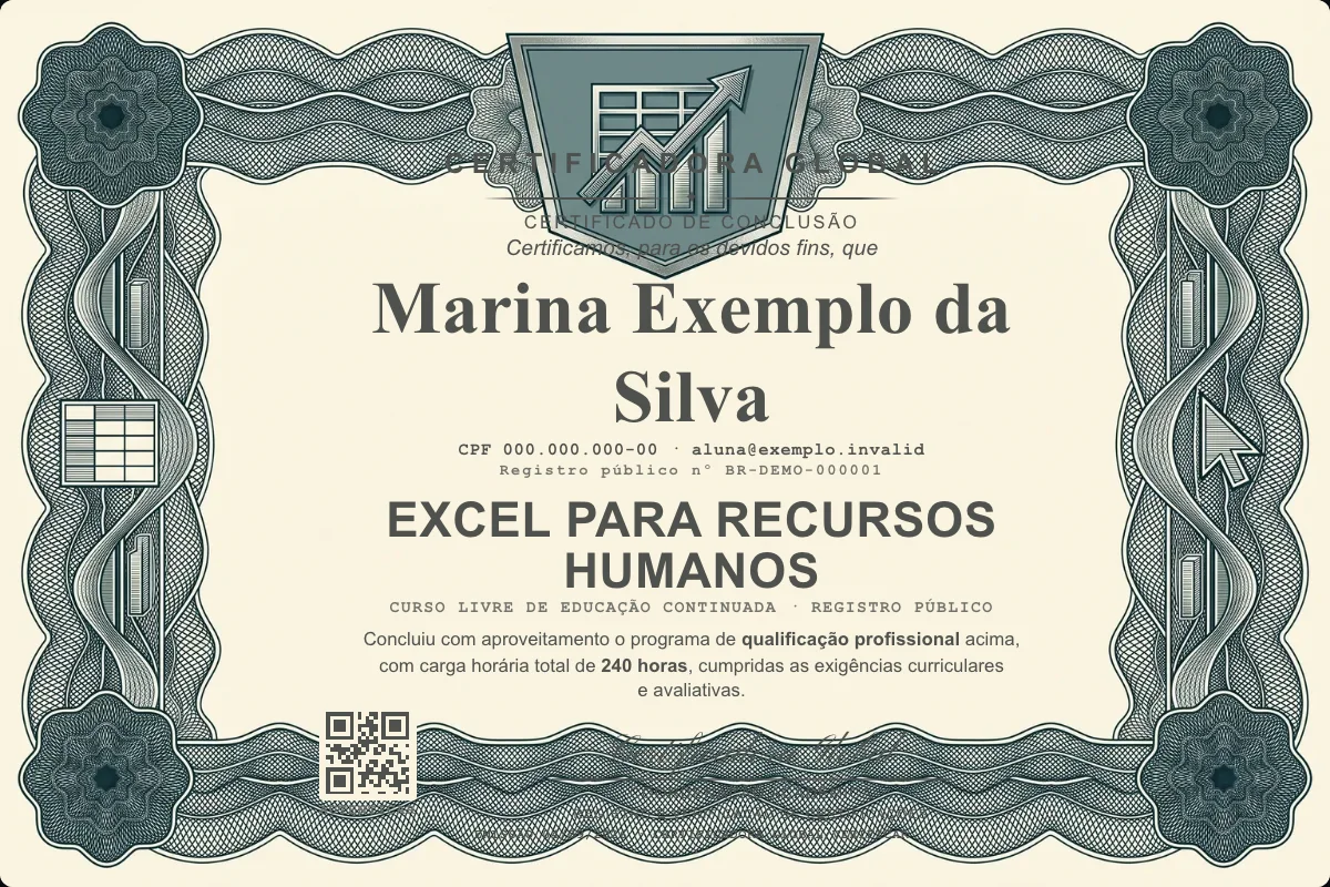 Capa do curso Excel para Recursos Humanos