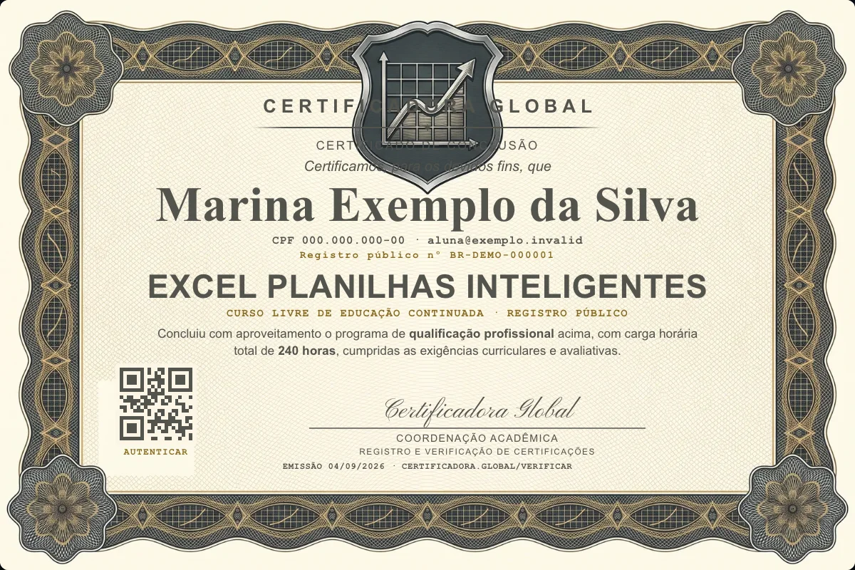 Capa do curso Excel Planilhas Inteligentes