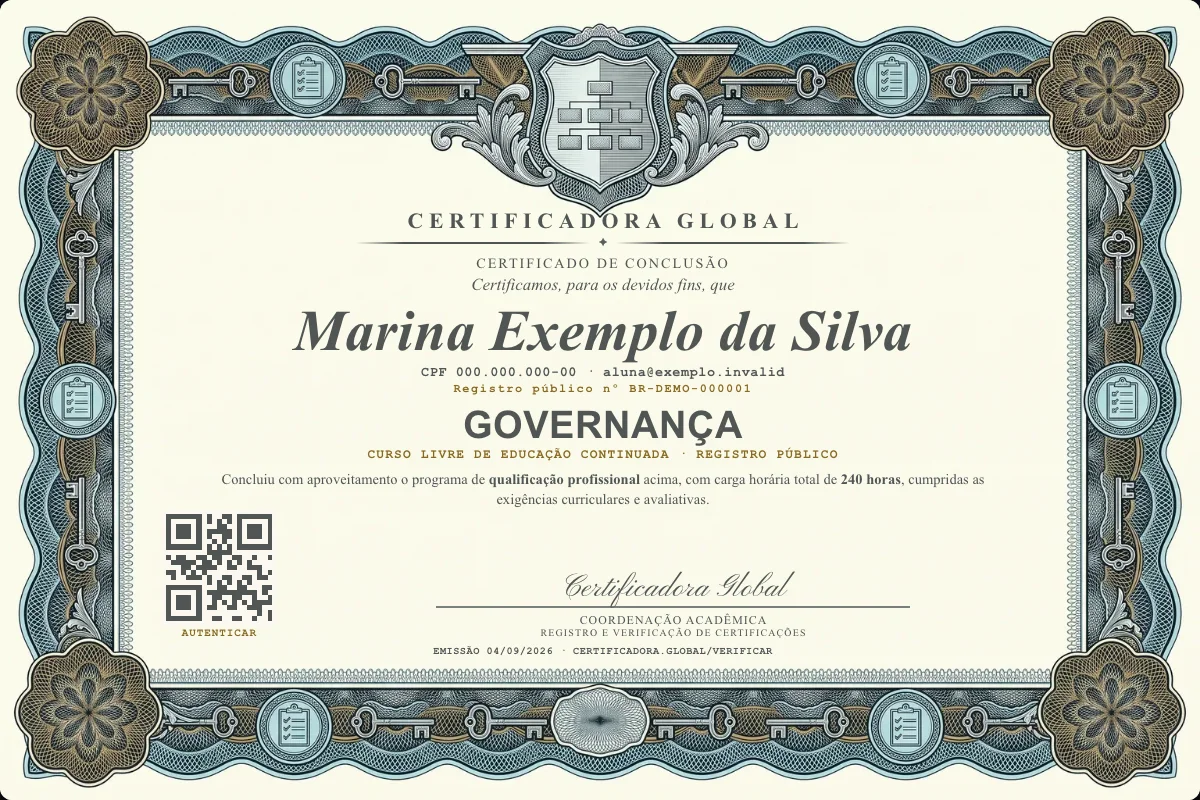 Capa do curso Governança