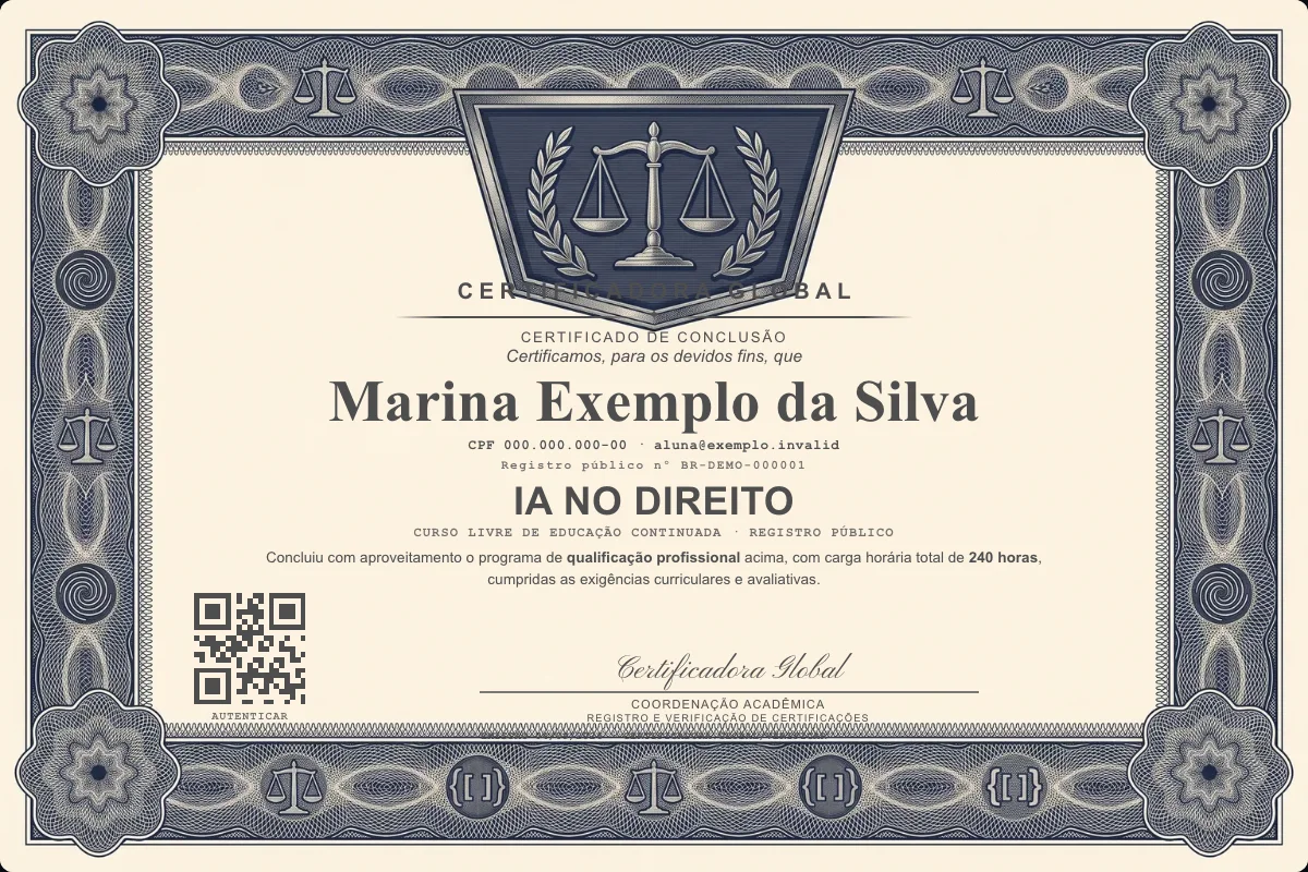 Capa do curso IA no Direito