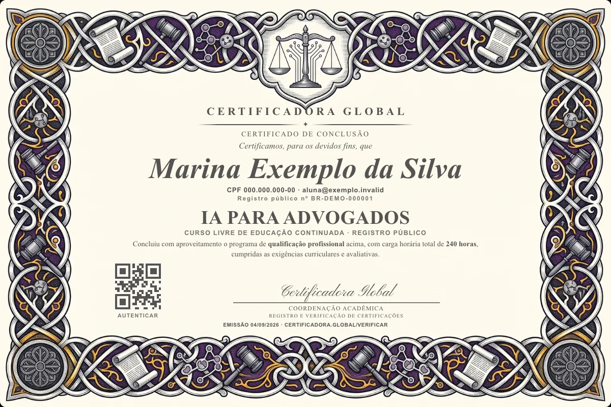 Capa do curso IA para Advogados