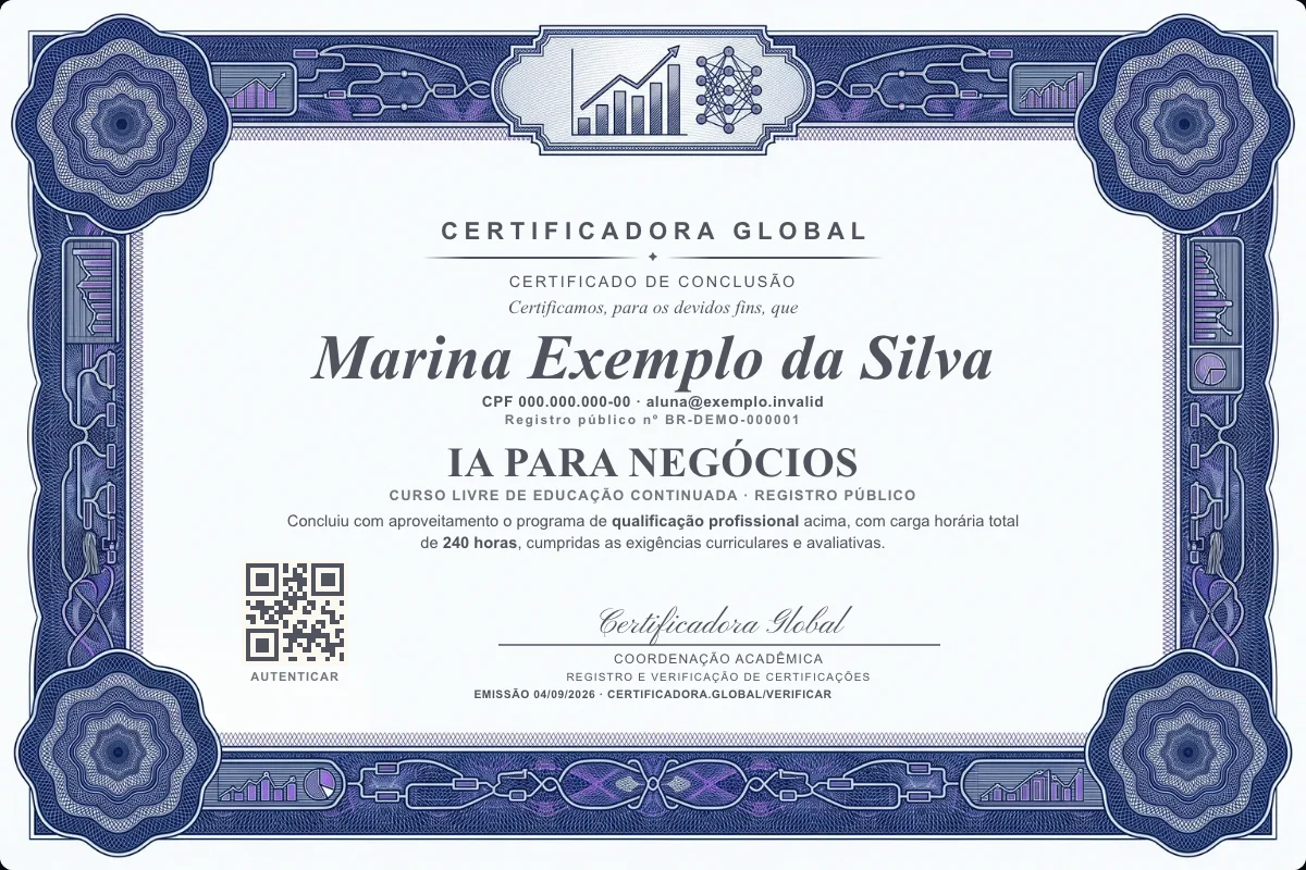 Capa do curso IA para Negócios