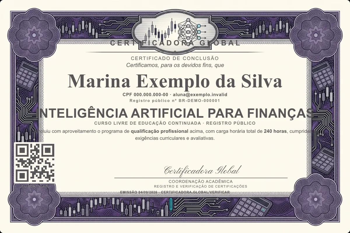 Capa do curso Inteligência Artificial para Finanças