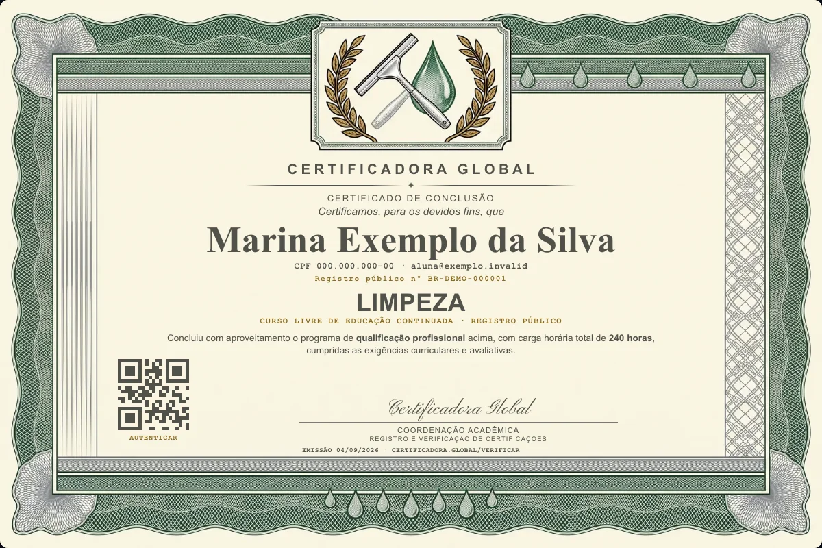 Capa do curso Limpeza
