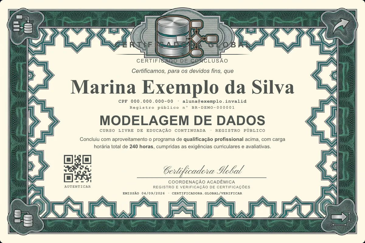 Capa do curso Modelagem de Dados