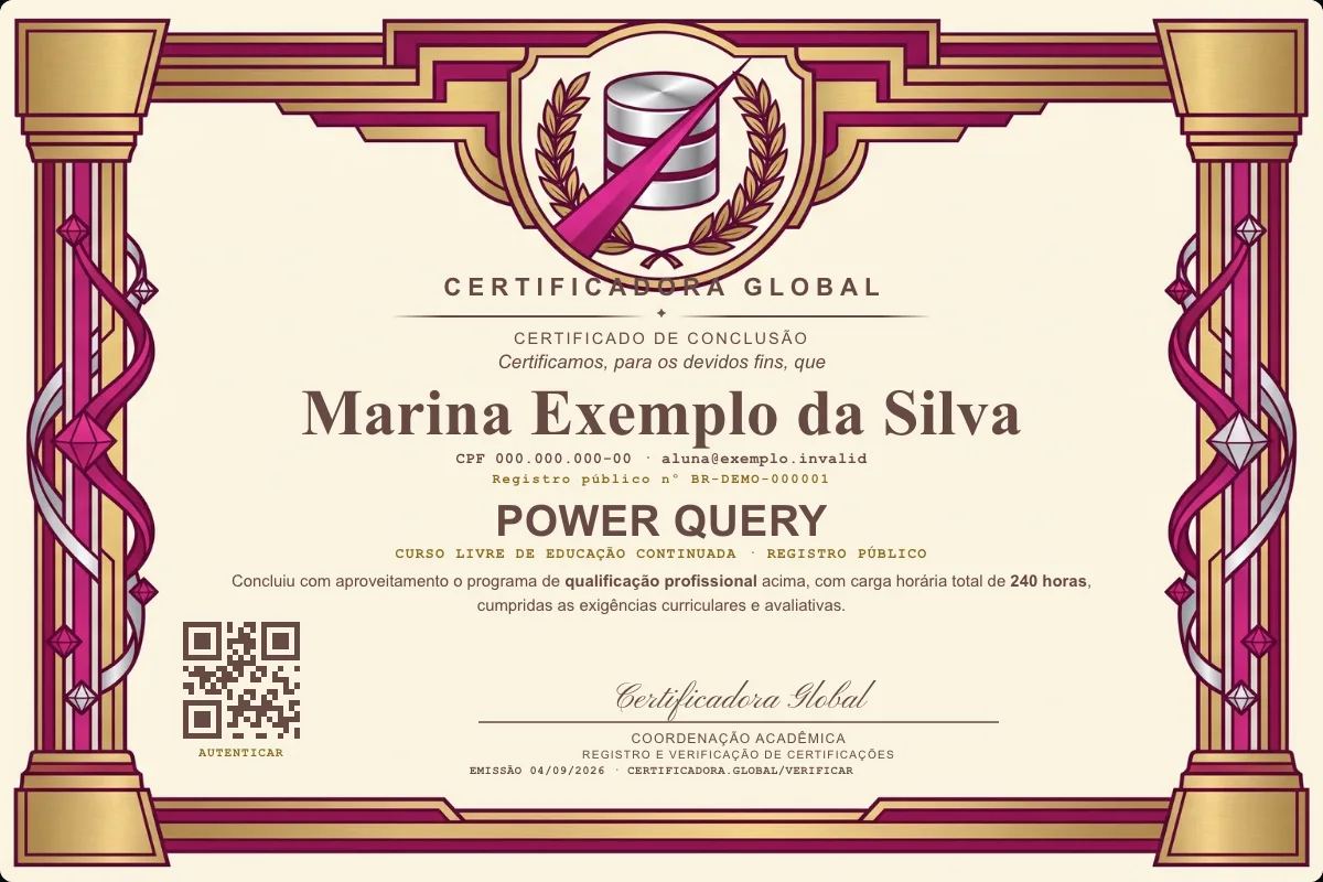 Capa do curso Power Query