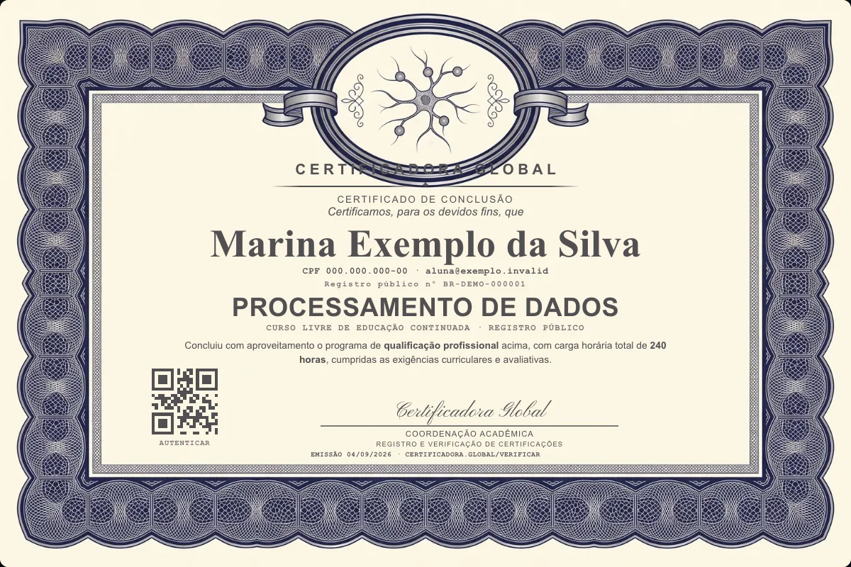 Capa do curso Processamento de Dados