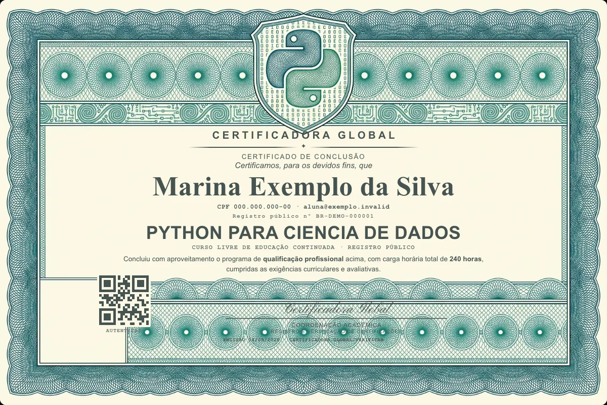 Capa do curso Python para Ciencia de Dados