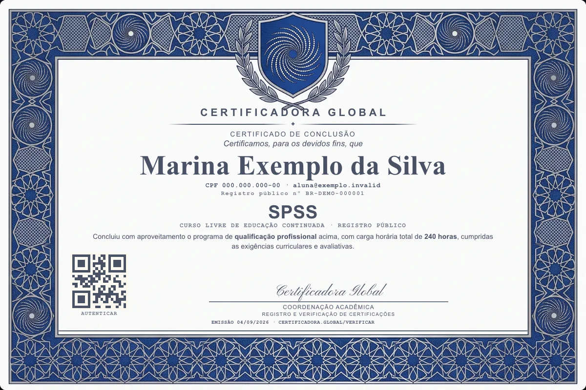 Capa do curso Spss