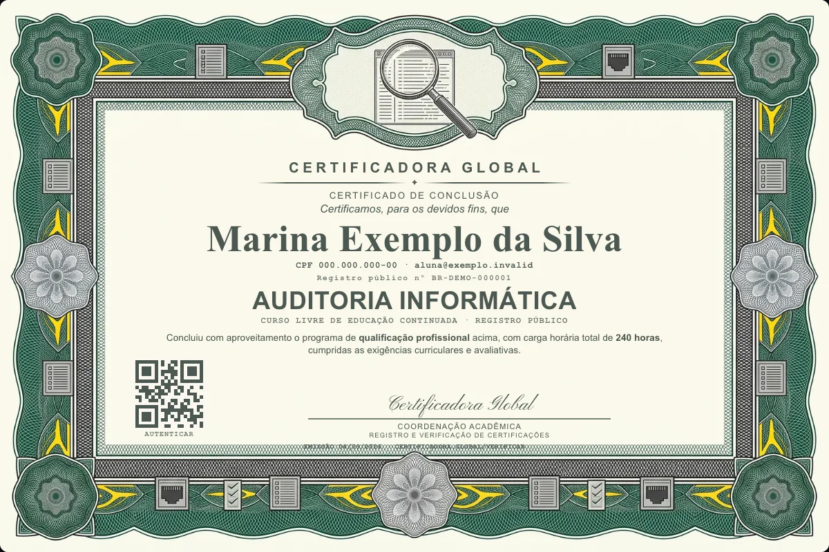 Capa do curso Auditoria Informática