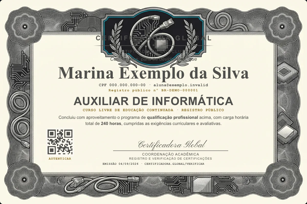 Capa do curso Auxiliar de Informática